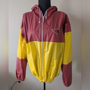 Arizaona Cardinals Logo Maroon and Yellow Full Zip Rain Jacket